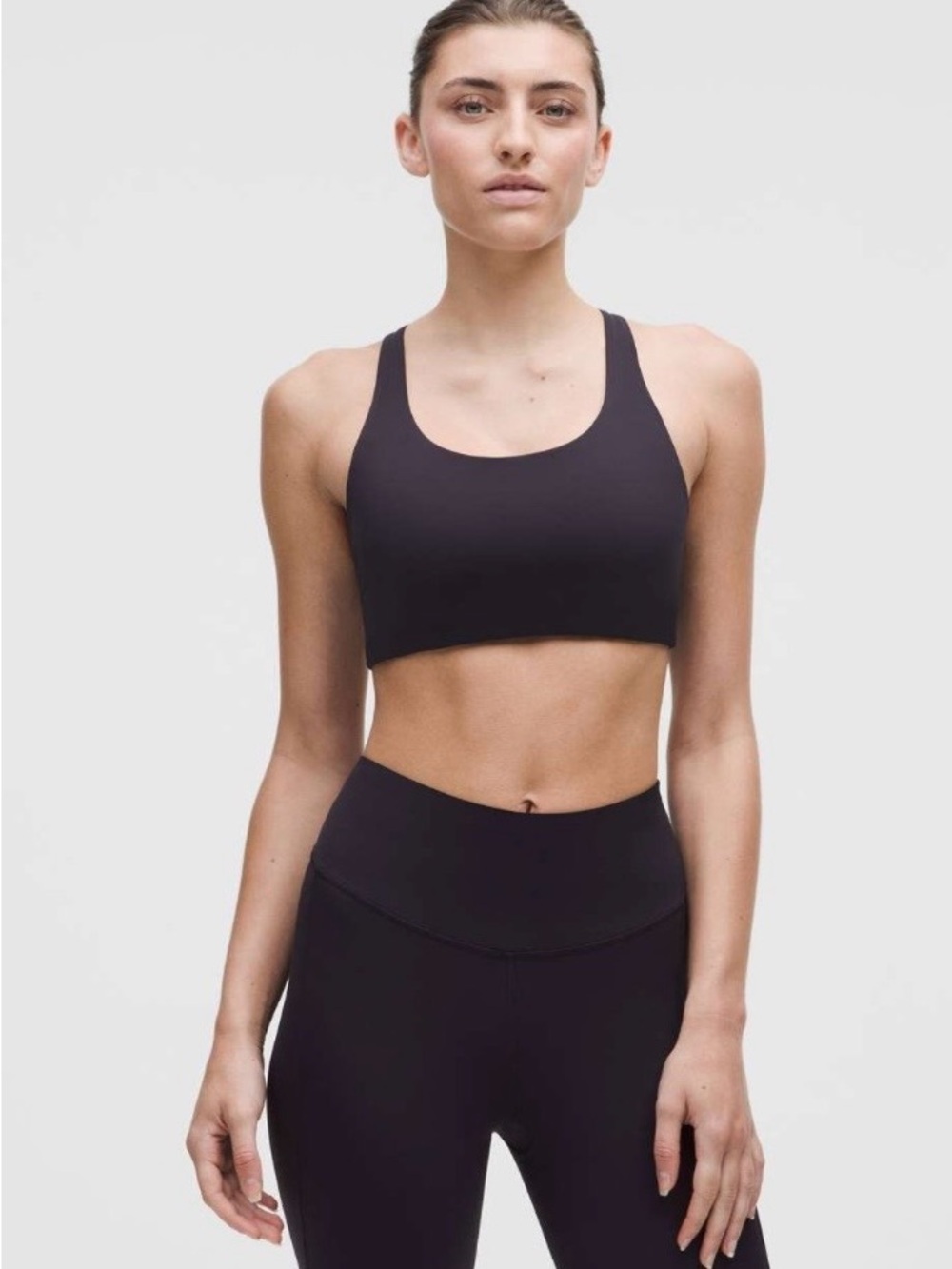 Lululemon Nulux Strappy Back Sports Bra Size M Black Medium Support